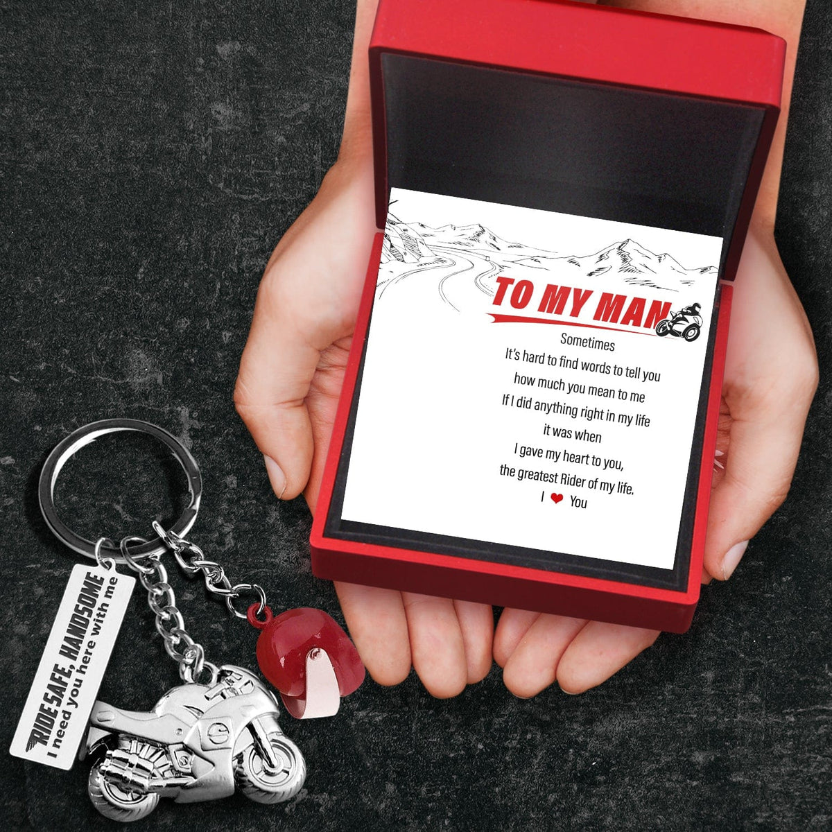 Superbike Helmet Keychain - Biker - To My Man - The Greatest Rider Of My Life - Gkwg26005