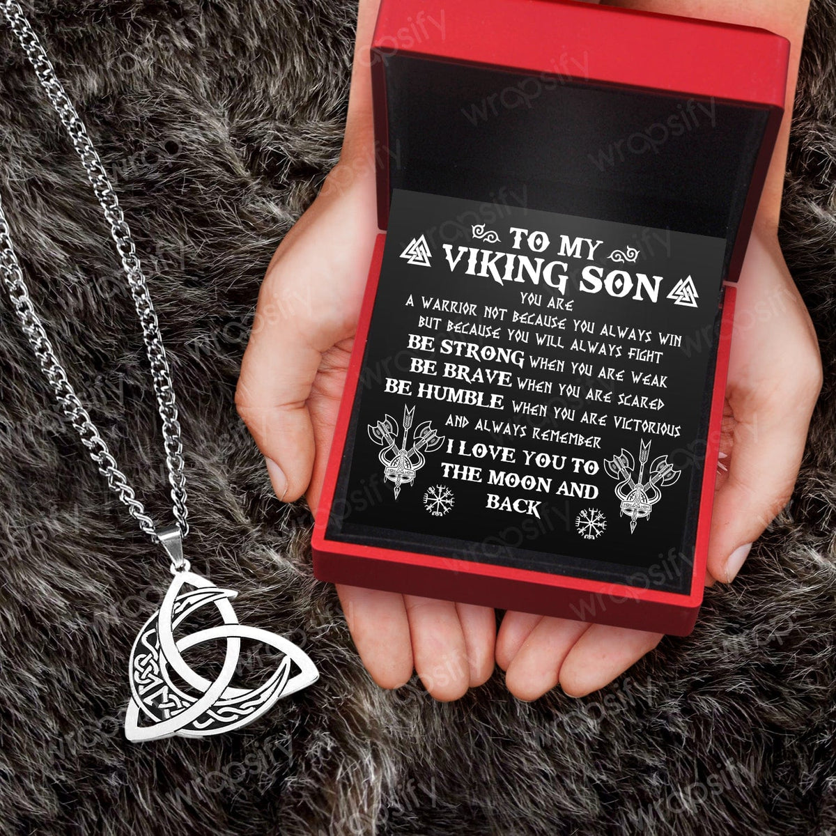 Triple Moon Necklace - Viking - To My Viking Son - I Love You To The Moon & Back - Gnya16001