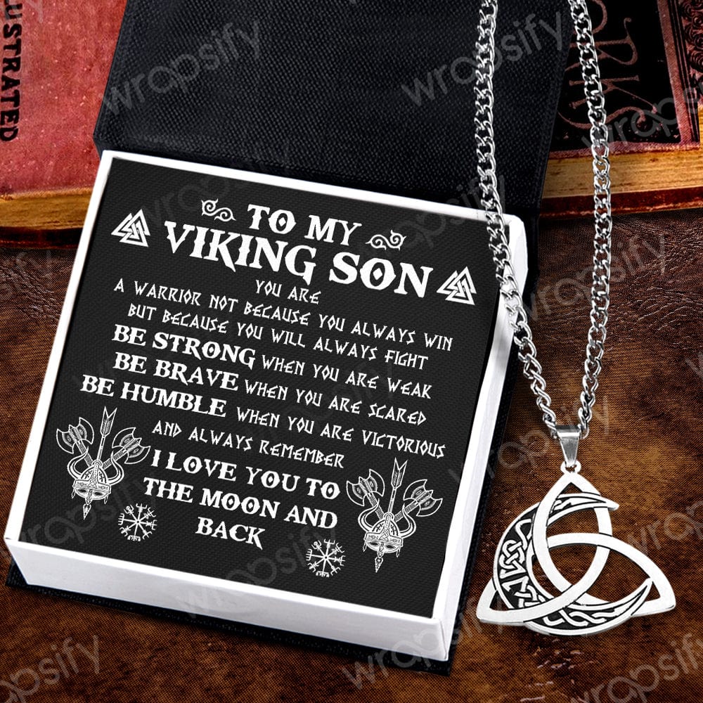Triple Moon Necklace - Viking - To My Viking Son - I Love You To The Moon & Back - Gnya16001