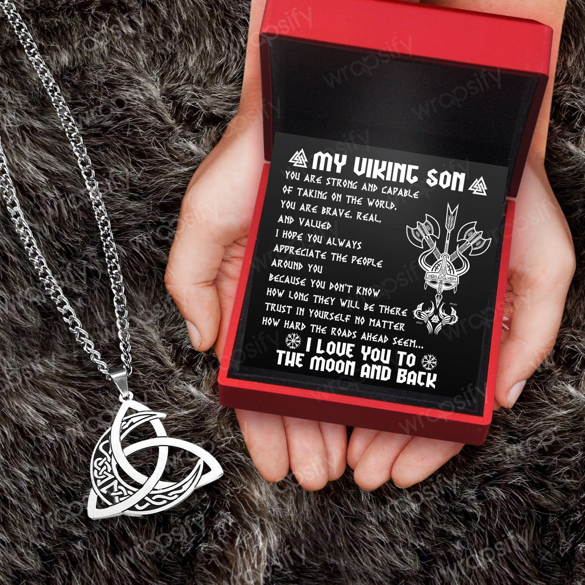 Triple Moon Necklace - Viking - To My Viking Son - You Are Strong And Capable Of Taking On The World - Gnya16004