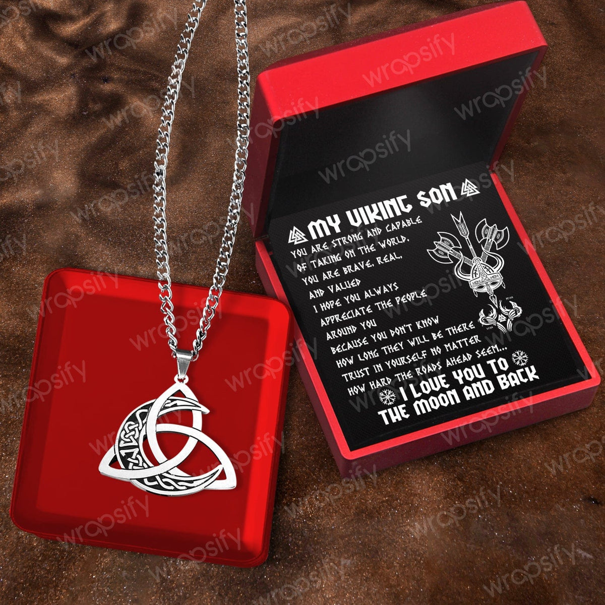 Triple Moon Necklace - Viking - To My Viking Son - You Are Strong And Capable Of Taking On The World - Gnya16004