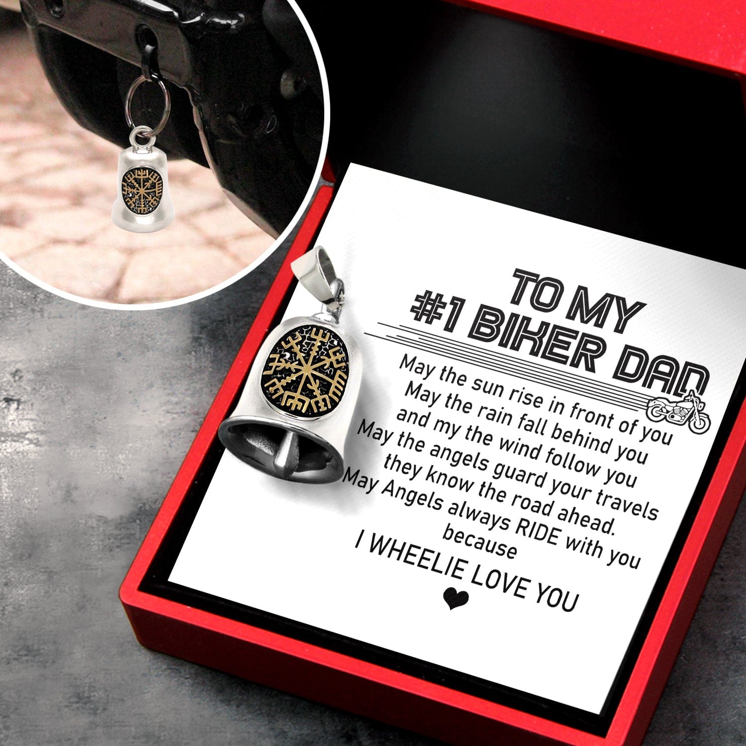 Viking Compass Bell - Biker - To My Dad - May Angels Always Ride With You - Gnzv18004