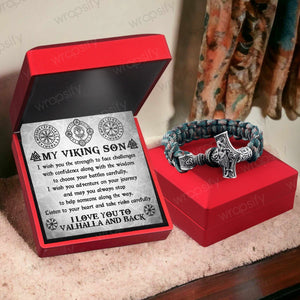 Viking Thor's Hammer Bracelet - Viking - To My Son - Listen To Your Heart And Take Risks Carefully - Gbo16003