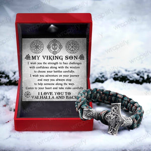 Viking Thor's Hammer Bracelet - Viking - To My Son - Listen To Your Heart And Take Risks Carefully - Gbo16003