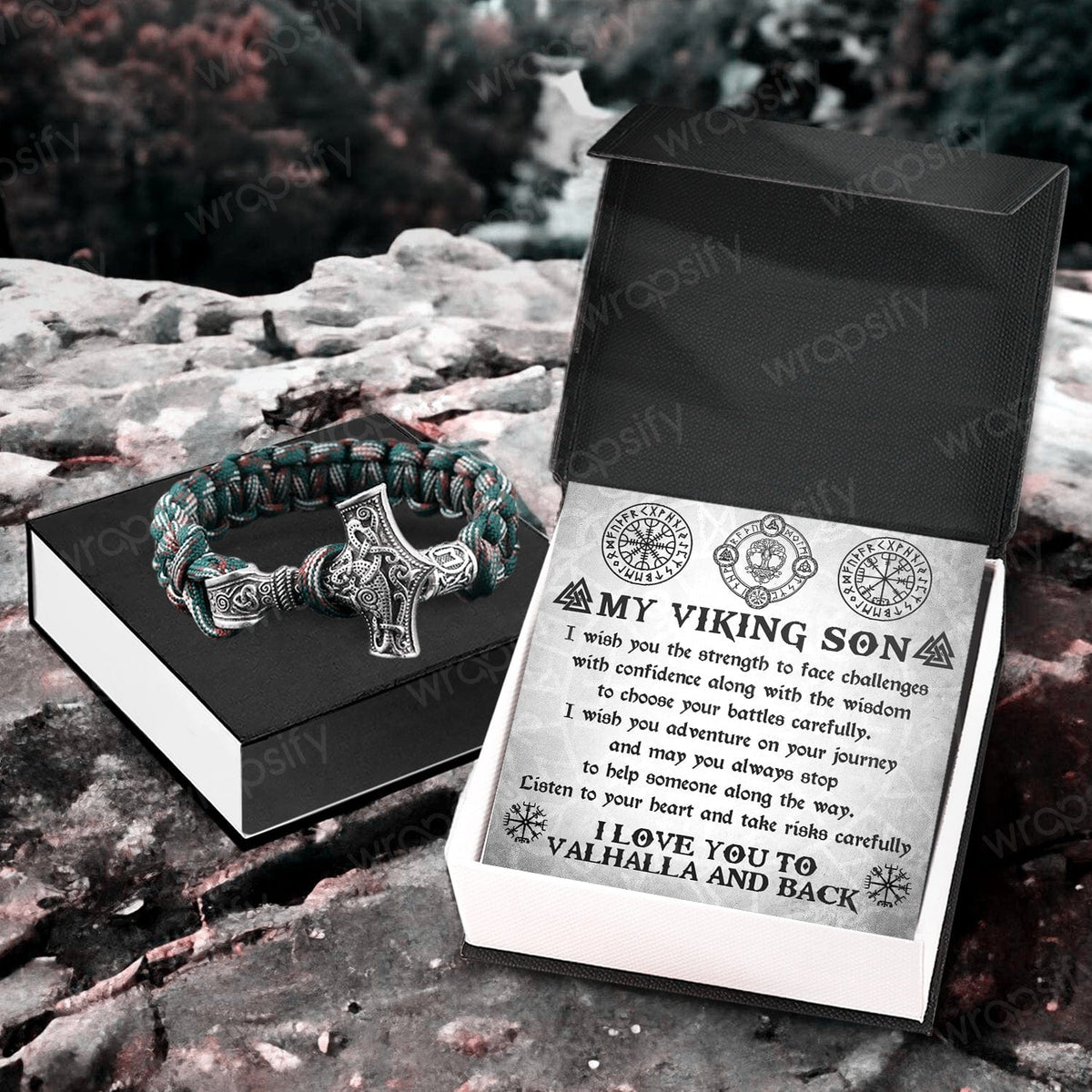 Viking Thor's Hammer Bracelet - Viking - To My Son - Listen To Your Heart And Take Risks Carefully - Gbo16003