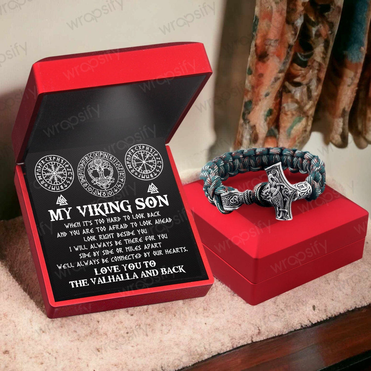 Viking Thor's Hammer Bracelet - Viking - To My Son - We'll Always Be Connected By Our Hearts - Gbo16004