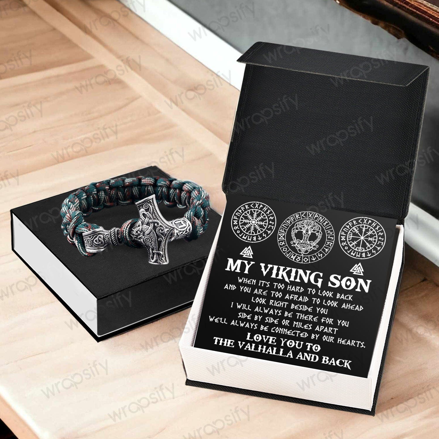 Viking Thor's Hammer Bracelet - Viking - To My Son - We'll Always Be Connected By Our Hearts - Gbo16004