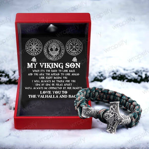 Viking Thor's Hammer Bracelet - Viking - To My Son - We'll Always Be Connected By Our Hearts - Gbo16004