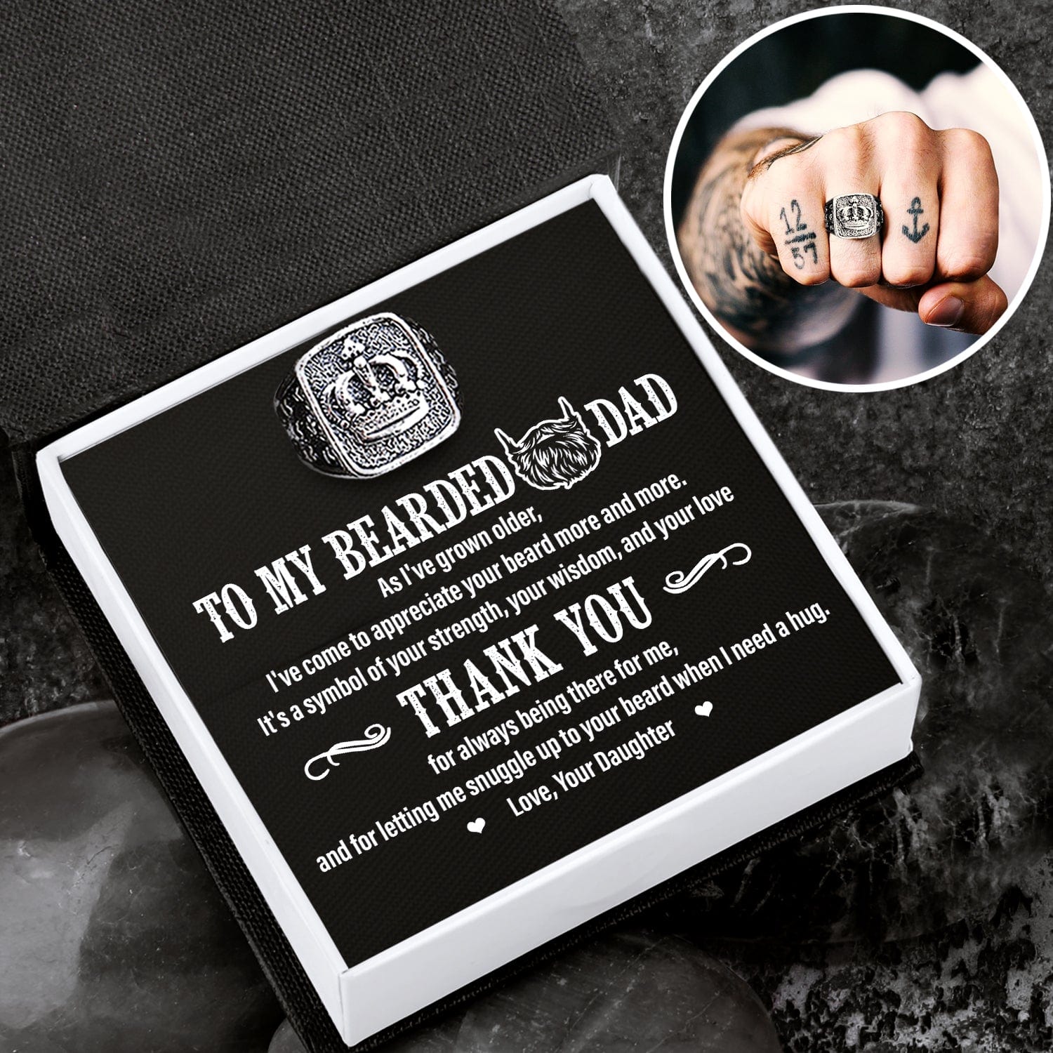 Vintage Crown Ring - Beard - To My Bearded Dad - I've Come To Appreciate Your Beard More And More - Grd18013