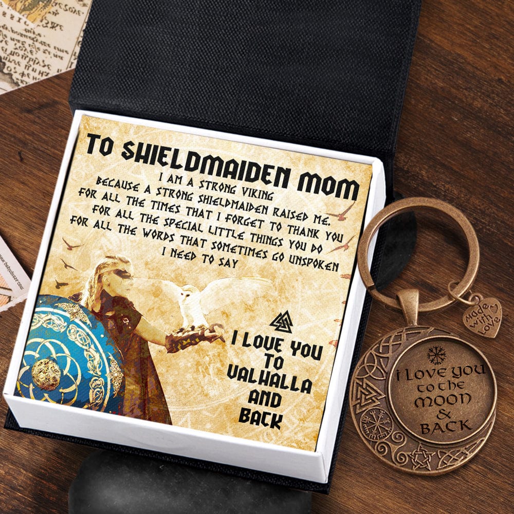 Vintage Moon Keychain - Viking - To My Mom - I Love You To Valhalla & Back - Gkcb19003