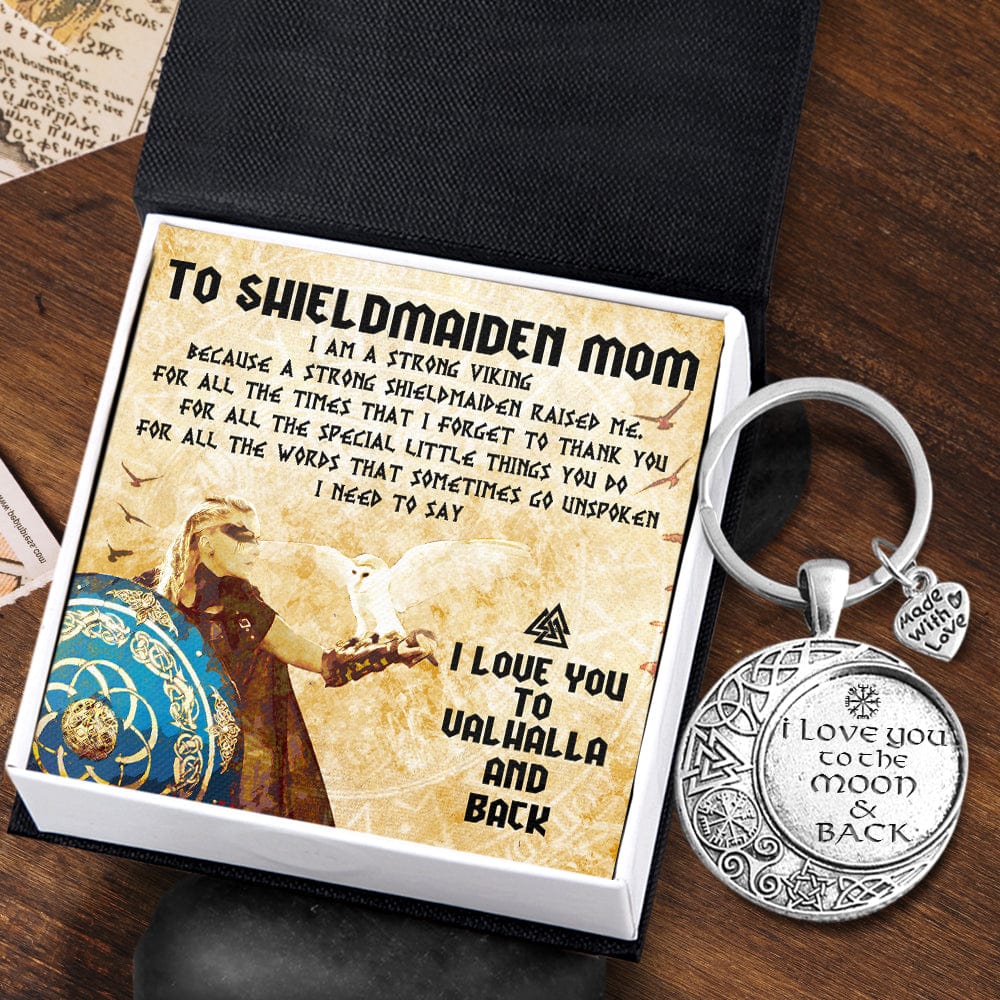 Vintage Moon Keychain - Viking - To My Mom - I Love You To Valhalla & Back - Gkcb19003