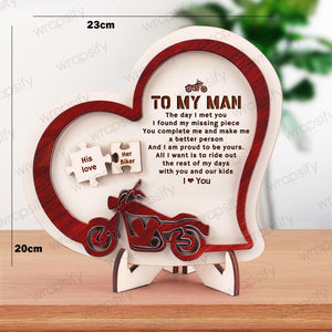 Wooden Motorcycle Heart Sign - Biker - To My Man - I Am Proud To Be Yours - Gan26004