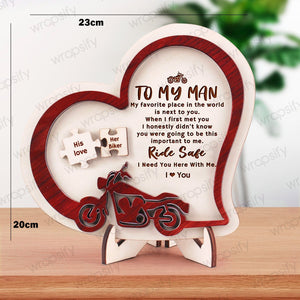 Wooden Motorcycle Heart Sign - Biker - To My Man - My Favorite Place In The World Is Next To You - Gan26003
