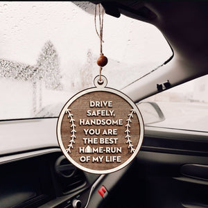 Wooden Ornament Car Accessories - Baseball - To My Man - Drive Safely - Gap26001