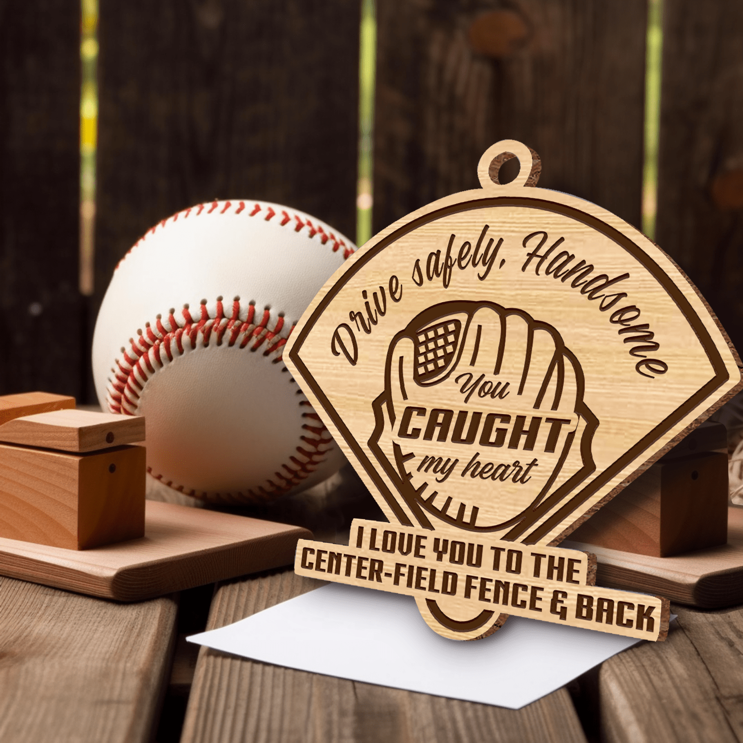 Wooden Ornament Car Accessories - Baseball - To My Man - Drive Safely - Gap26004