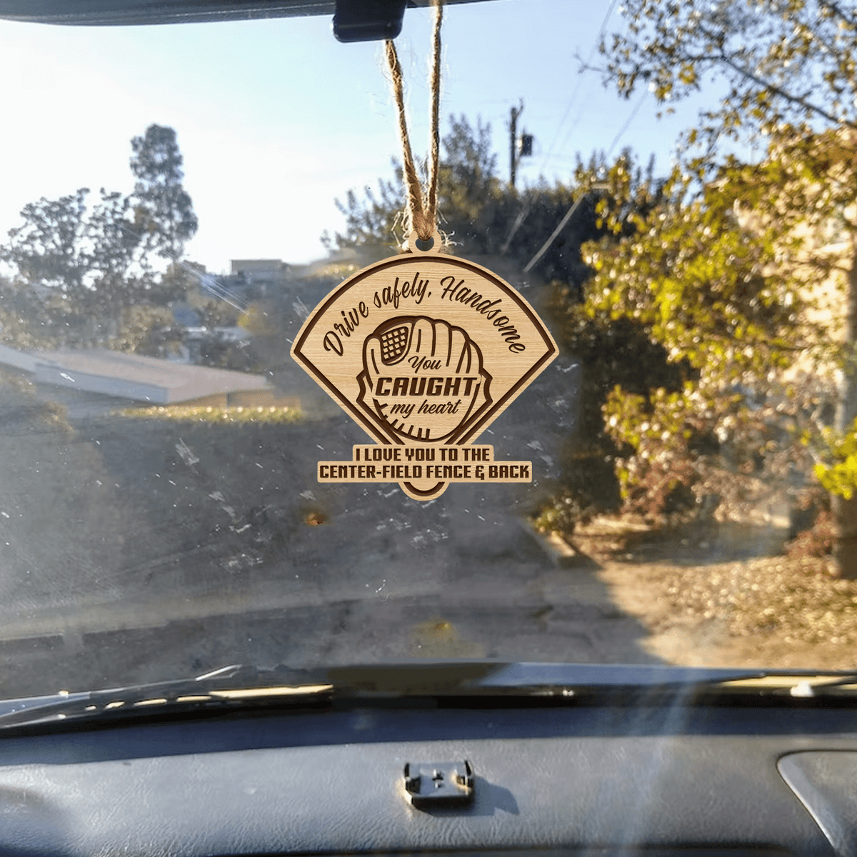 Wooden Ornament Car Accessories - Baseball - To My Man - Drive Safely - Gap26004