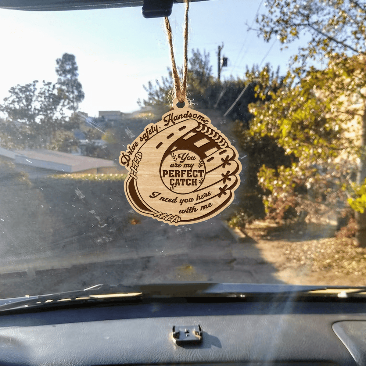 Wooden Ornament Car Accessories - Baseball - To My Man - You Are My Perfect Catch - Gap26007