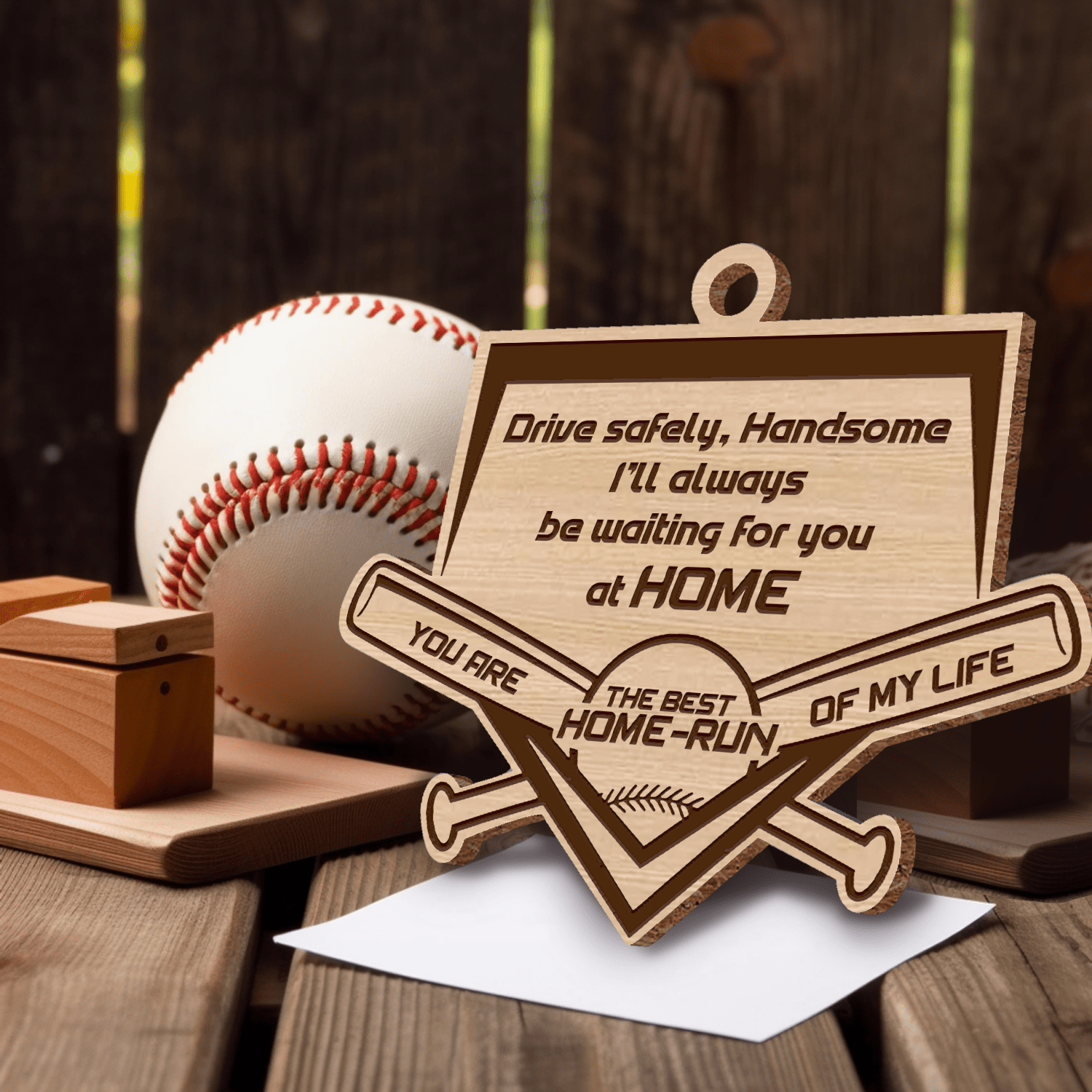 Wooden Ornament Car Accessories - Baseball - To My Man - You Are The Best Home-Run Of My Life - Gap26005
