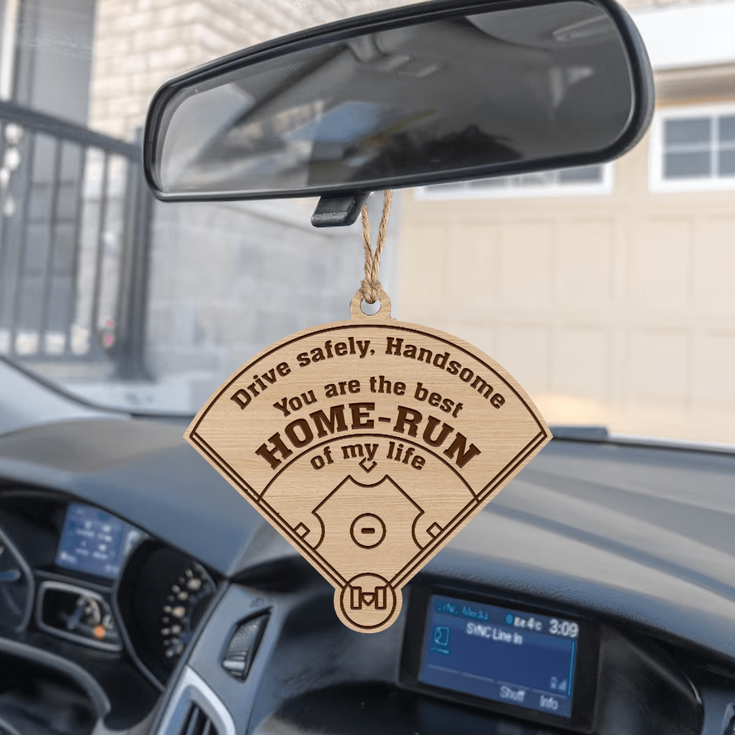 Wooden Ornament Car Accessories - Baseball - To My Man - You Are The Best Home-Run Of My Life - Gap26008
