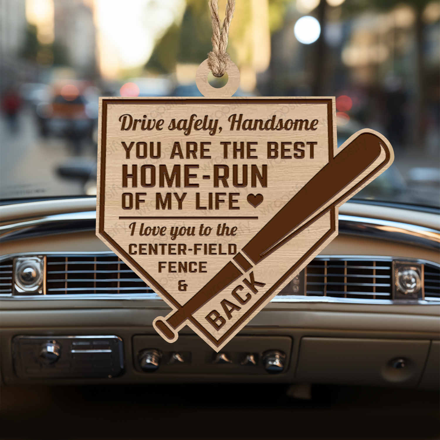 Wooden Ornament Car Accessories - Baseball - To My Man - You Are The Best Home-Run Of My Life - Gap26012