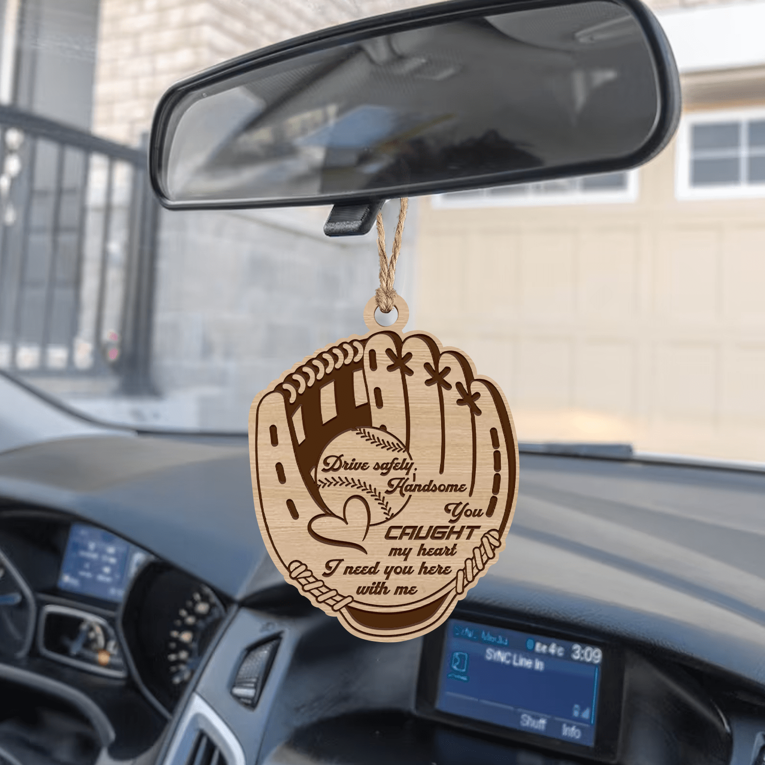 Wooden Ornament Car Accessories - Baseball - To My Man - You Caught My Heart - Gap26003