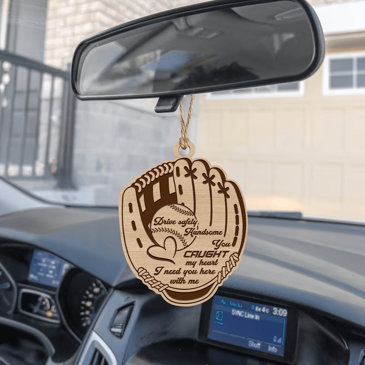 Wooden Ornament Car Accessories - Baseball - To My Man - You Caught My Heart - Gap26003