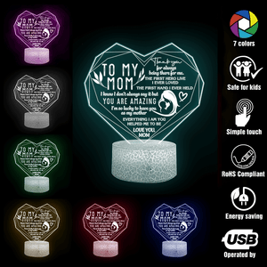 3D Heart Led Light - Family - To My Mom - The First Hero Live I Ever Loved - Glca19025