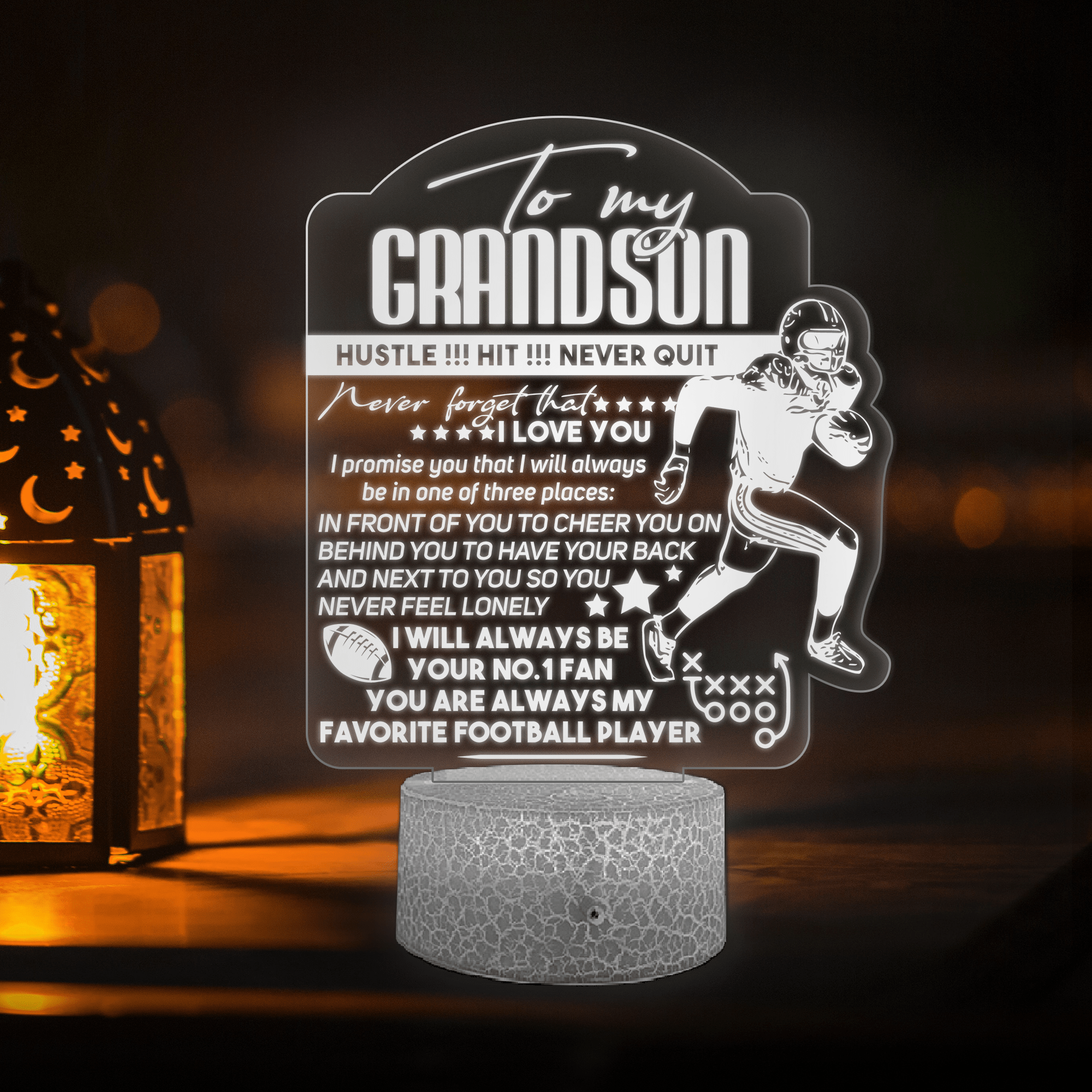3D Led Light - American Football - To My Grandson - I Will Always Be Your No.1 Fan - Glca22009