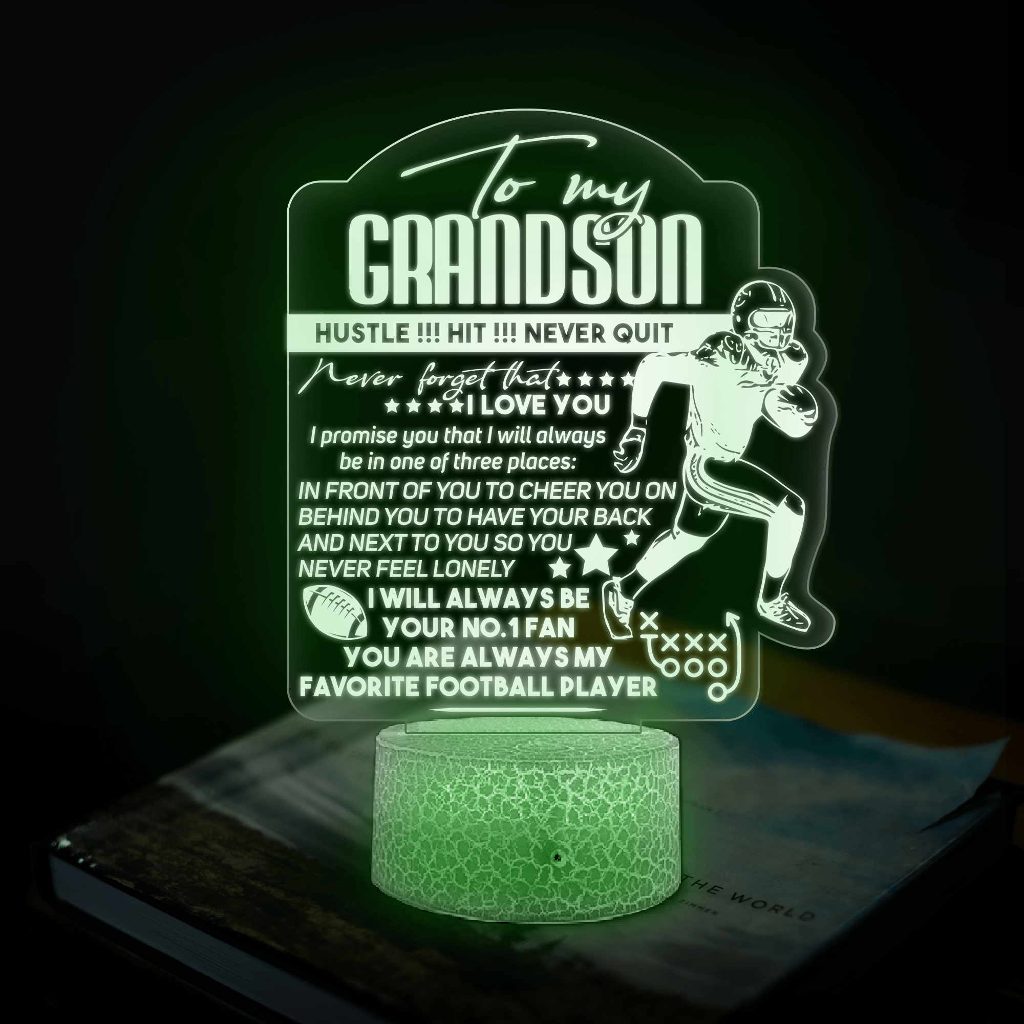 3D Led Light - American Football - To My Grandson - I Will Always Be Your No.1 Fan - Glca22009