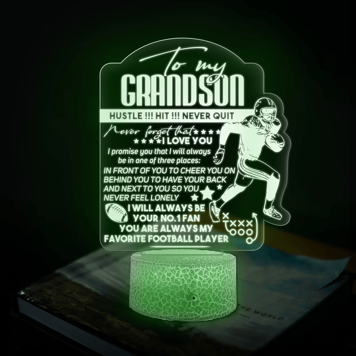 3D Led Light - American Football - To My Grandson - I Will Always Be Your No.1 Fan - Glca22009
