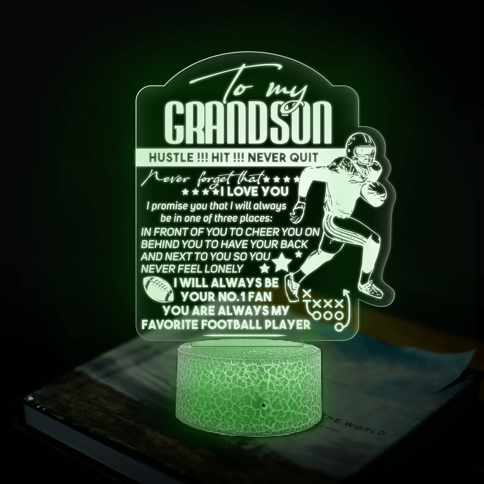 3D Led Light - American Football - To My Grandson - I Will Always Be Your No.1 Fan - Glca22009