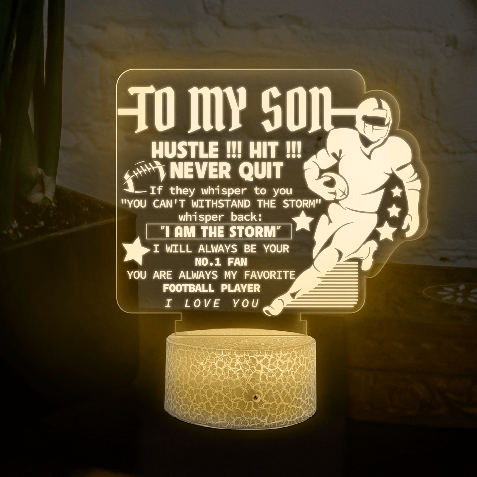 3D Led Light - American Football - To My Son - I Love You - Glca16007