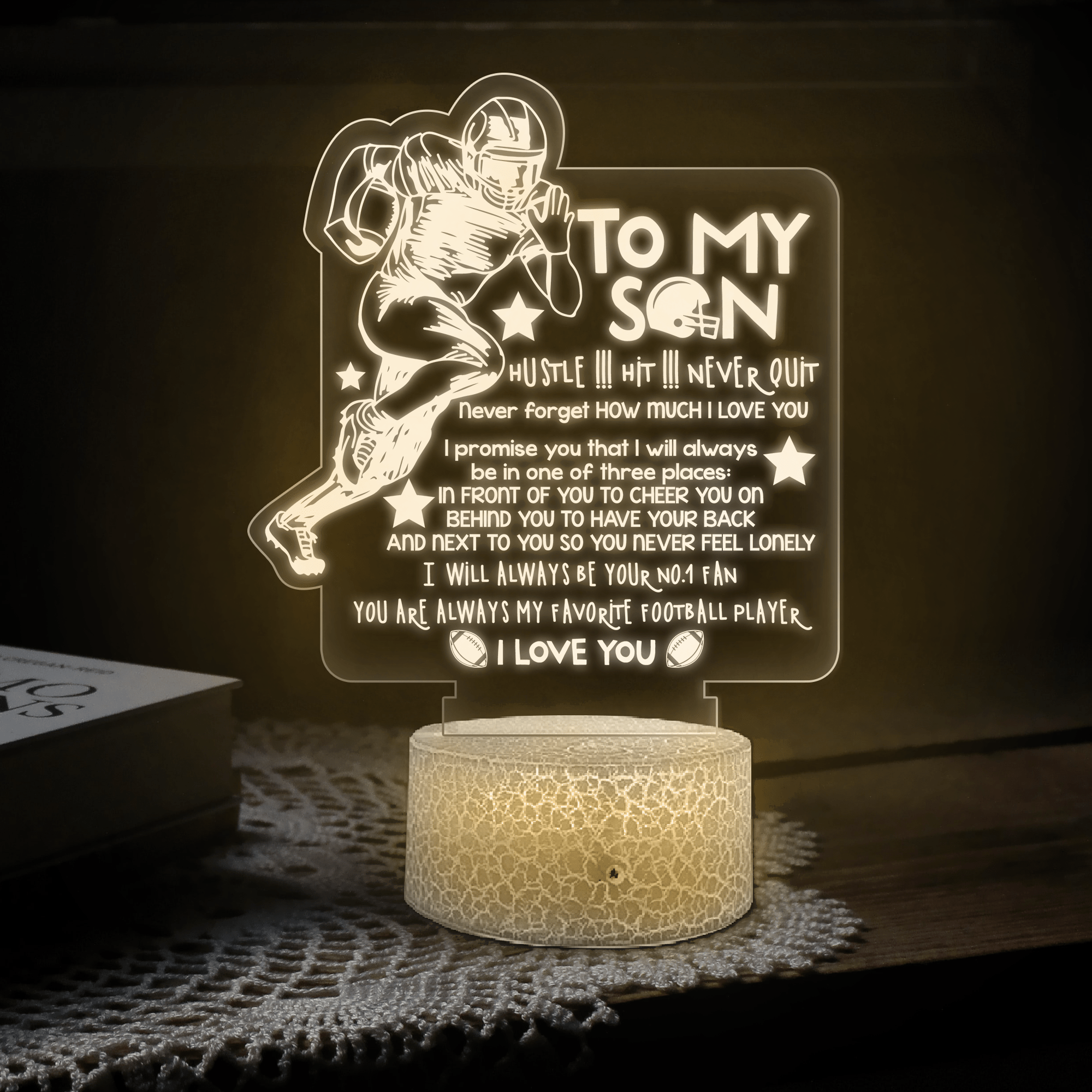 3D Led Light - American Football - To My Son - Never Forget How Much I Love You - Glca16006