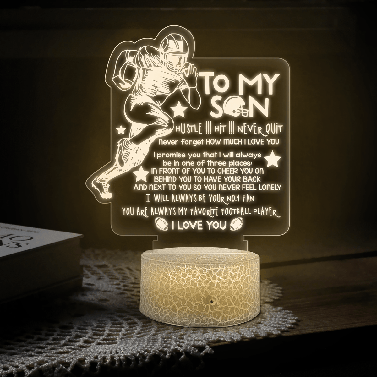 3D Led Light - American Football - To My Son - Never Forget How Much I Love You - Glca16006