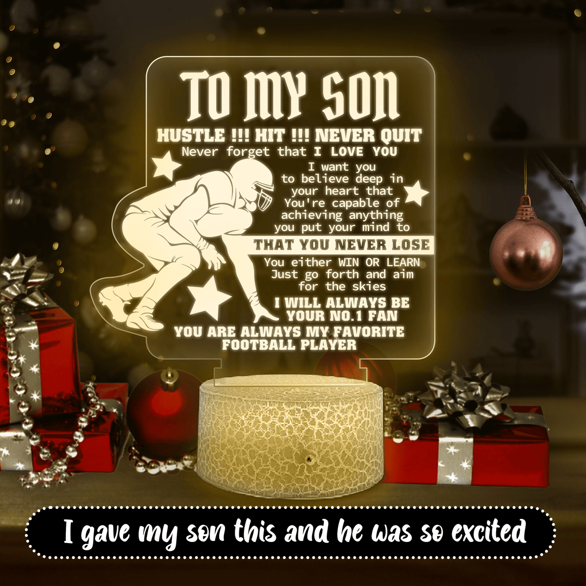 3D Led Light - American Football - To My Son - Never Forget That I Love You - Glca16017