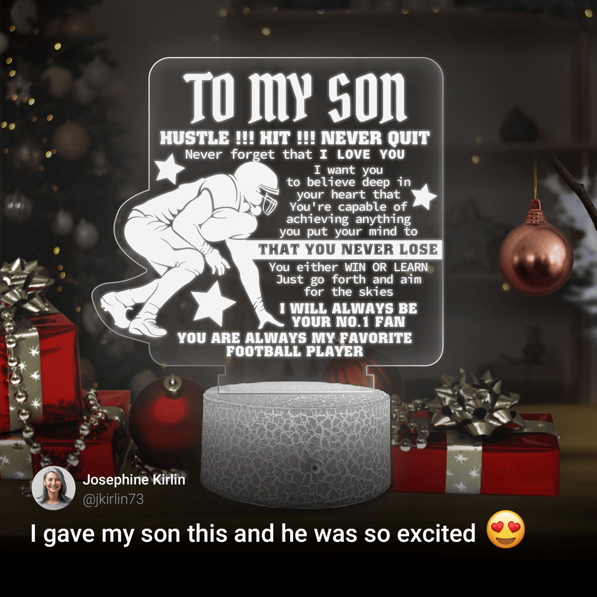 3D Led Light - American Football - To My Son - Never Forget That I Love You - Glca16017