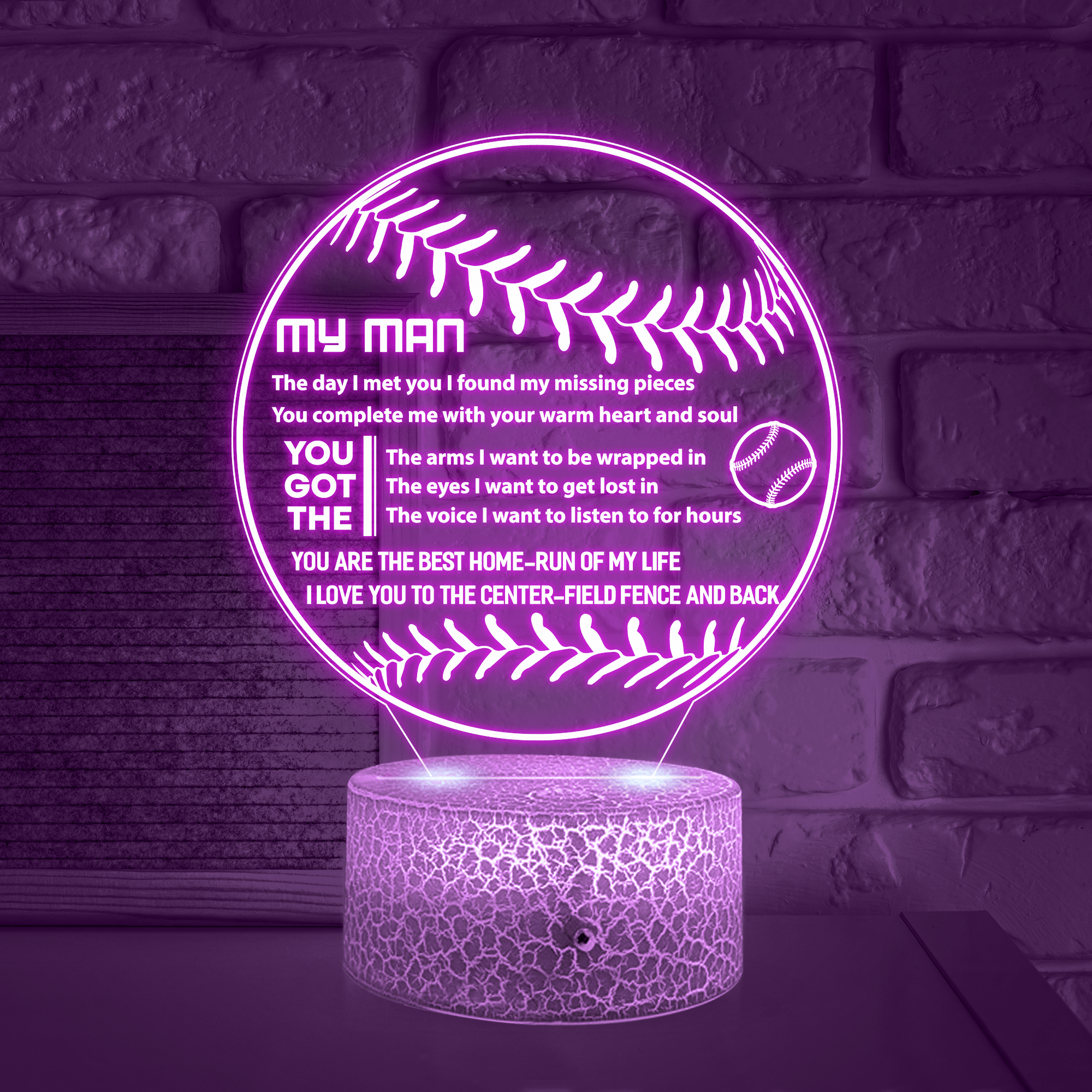 3D Led Light - Baseball - To My Dad - I Love You To The Center-field Fence And Back - Glca18005