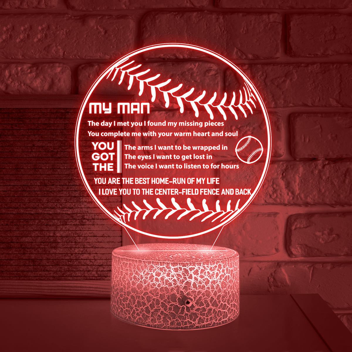 3D Led Light - Baseball - To My Dad - I Love You To The Center-field Fence And Back - Glca18005