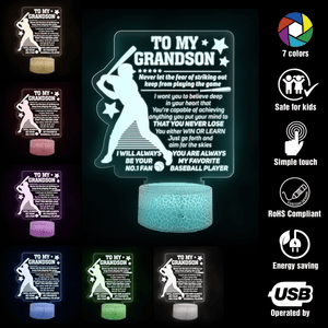 3D Led Light - Baseball - To My Grandson - You Are Always My Favorite Baseball Player - Glca22007
