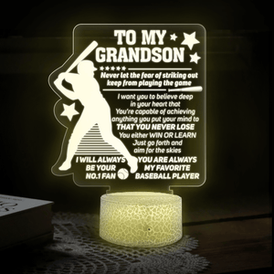3D Led Light - Baseball - To My Grandson - You Either Win Or Learn - Glca22006