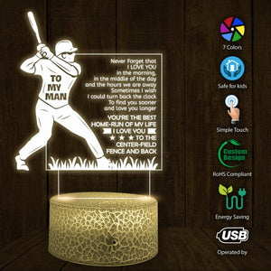 3D Led Light - Baseball - To My Man - Never Forget That I Love You - Glca26035