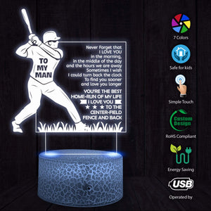 3D Led Light - Baseball - To My Man - Never Forget That I Love You - Glca26035
