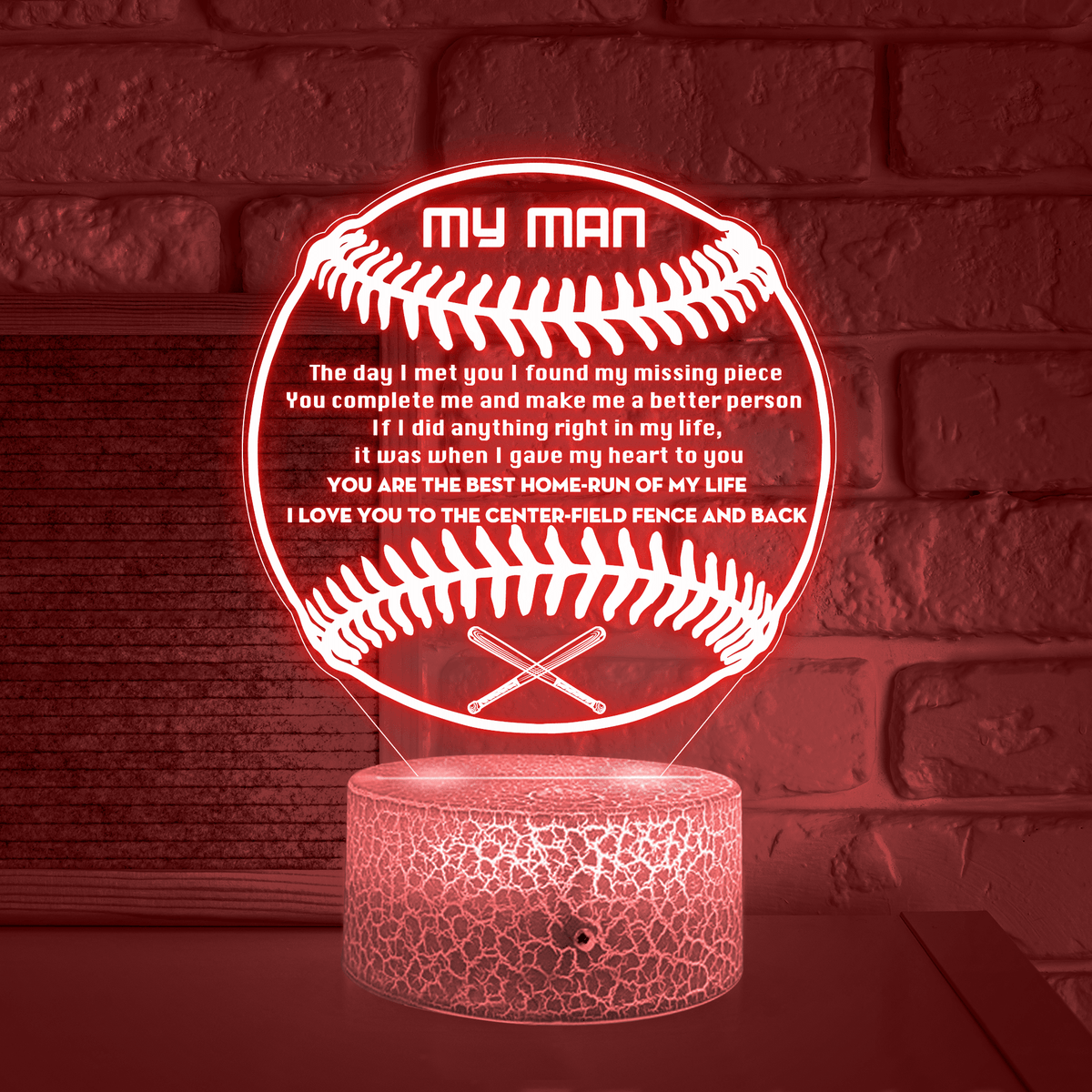3D Led Light - Baseball - To My Man - You Complete Me - Glca26033