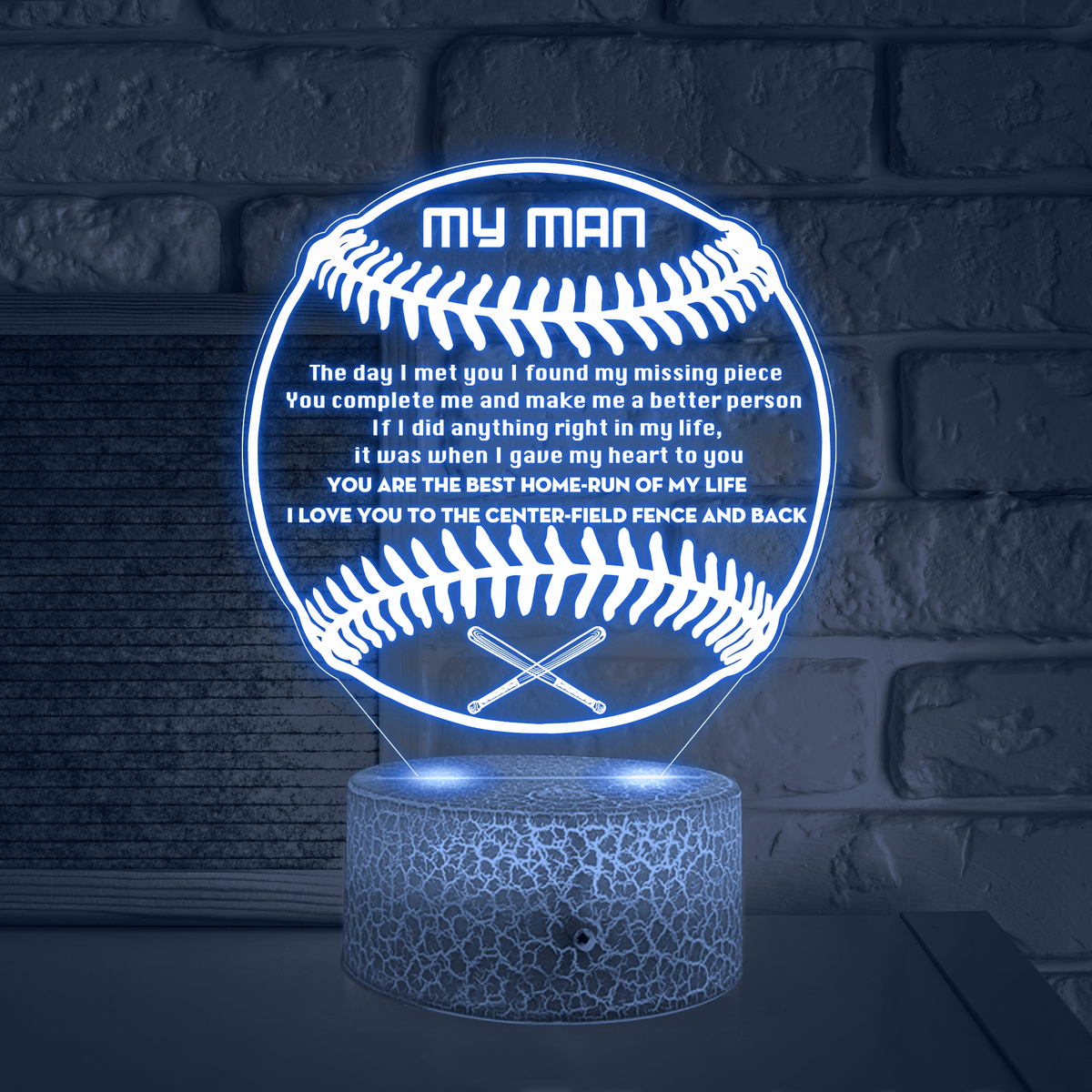 3D Led Light - Baseball - To My Man - You Complete Me - Glca26033