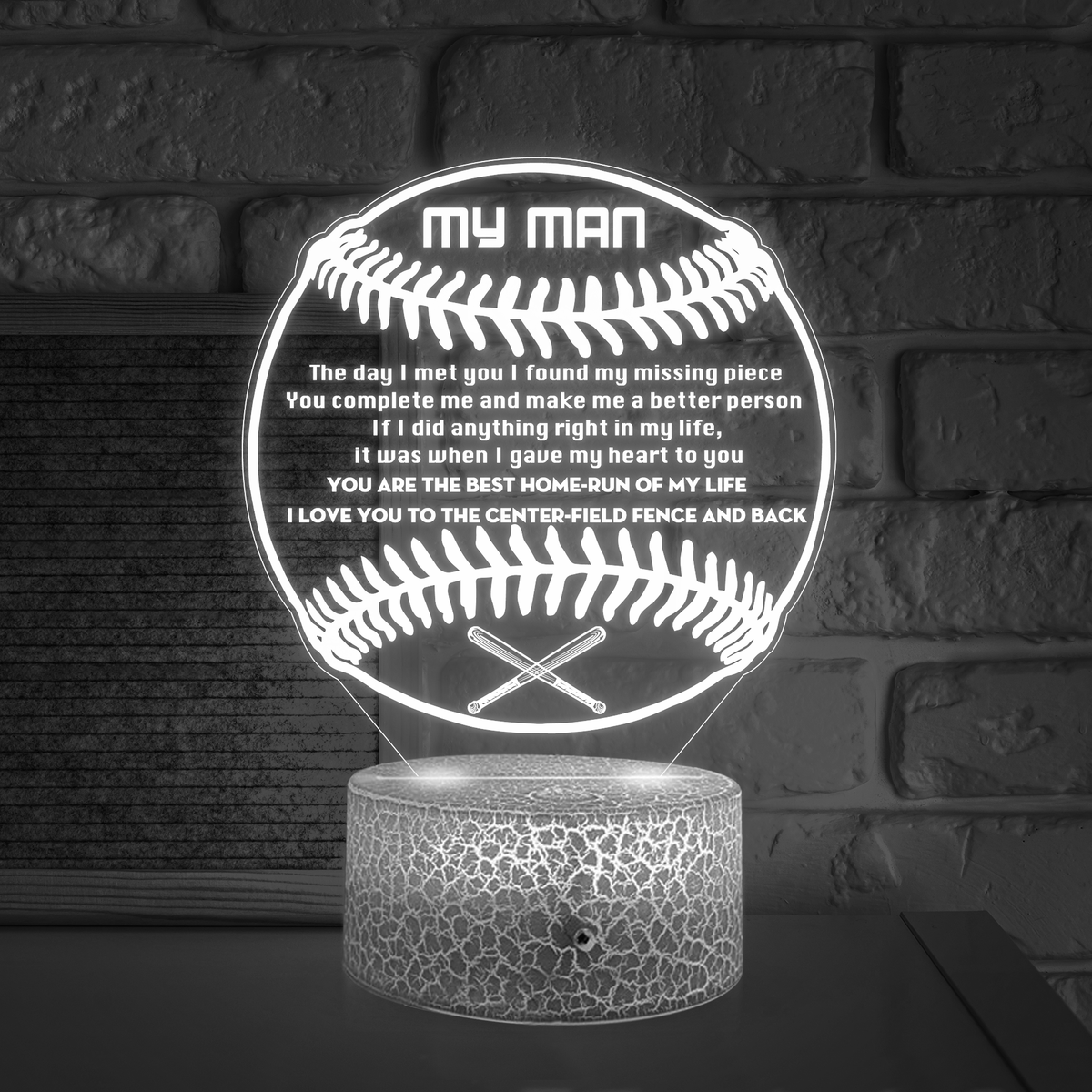 3D Led Light - Baseball - To My Man - You Complete Me - Glca26033