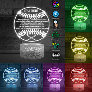 3D Led Light - Baseball - To My Man - You Complete Me - Glca26033