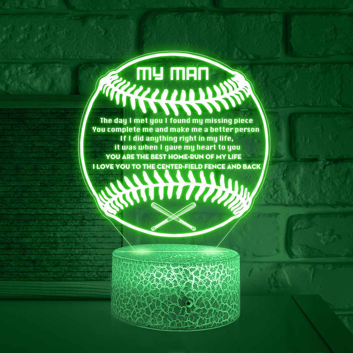 3D Led Light - Baseball - To My Man - You Complete Me - Glca26033