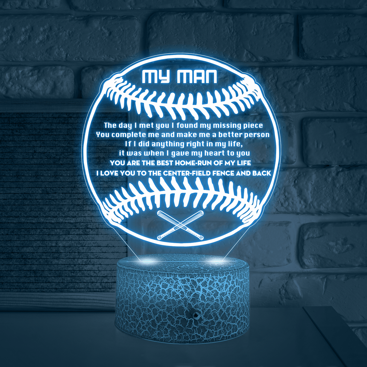 3D Led Light - Baseball - To My Man - You Complete Me - Glca26033