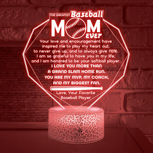 3D Led Light - Baseball - To My Mom - I Am So Grateful To Have You In My Life - Glca19044