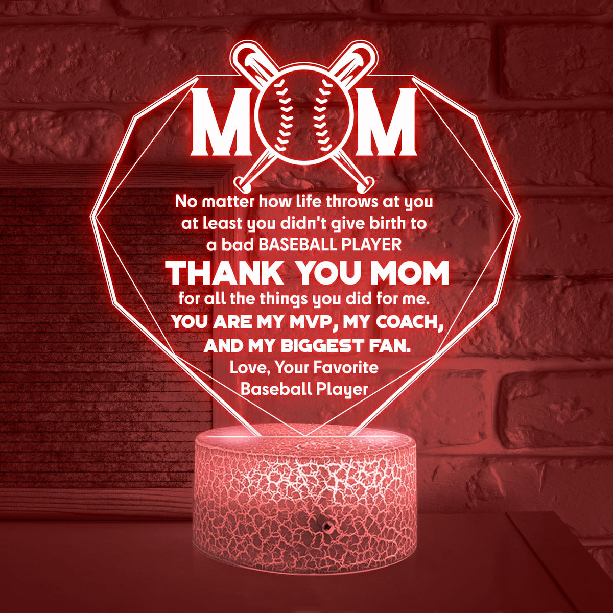 3D Led Light - Baseball - To My Mom - Thank You Mom For All The Things You Did For Me - Glca19043